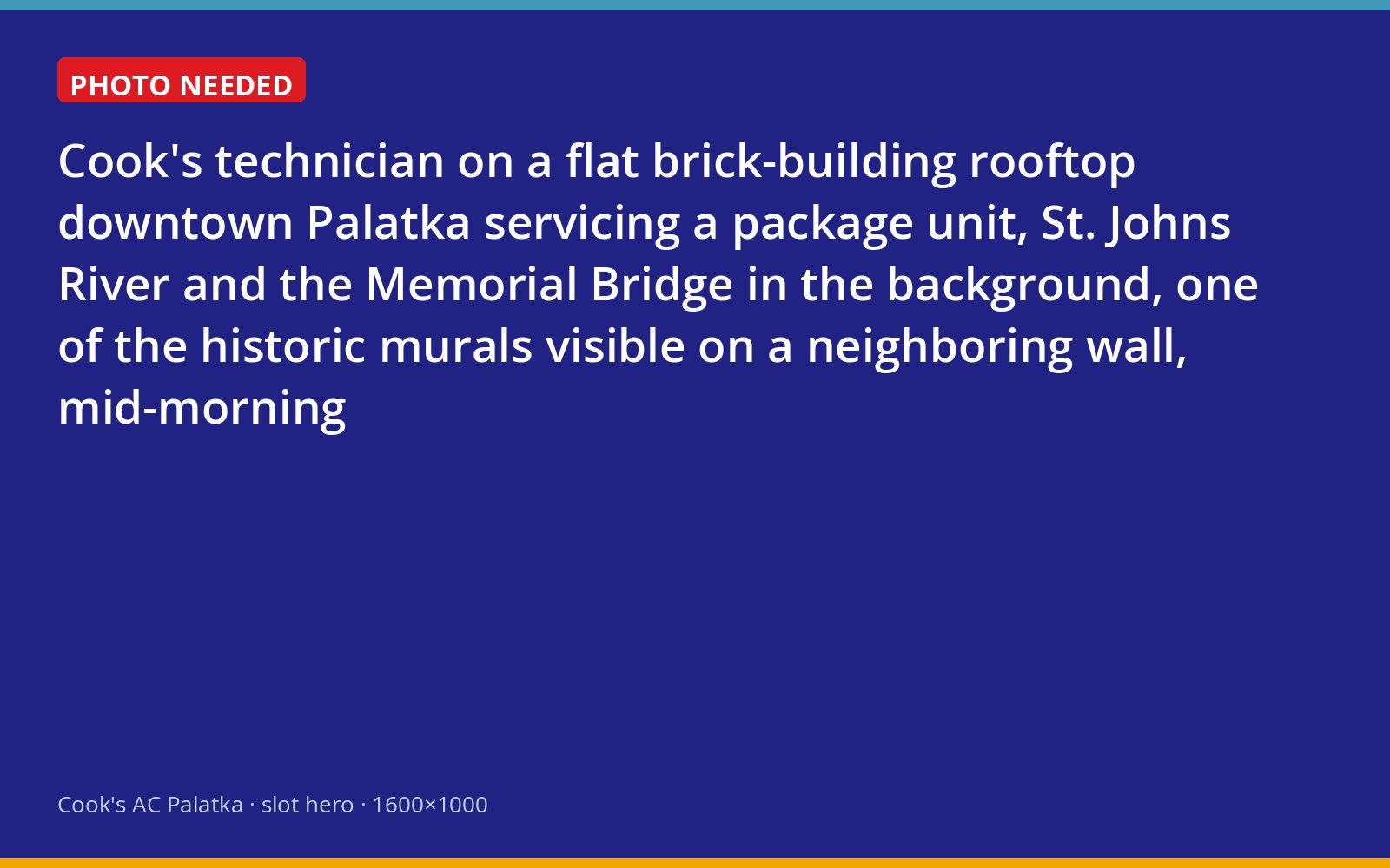 Technician servicing a rooftop HVAC unit above St. Johns Avenue with the Memorial Bridge behind