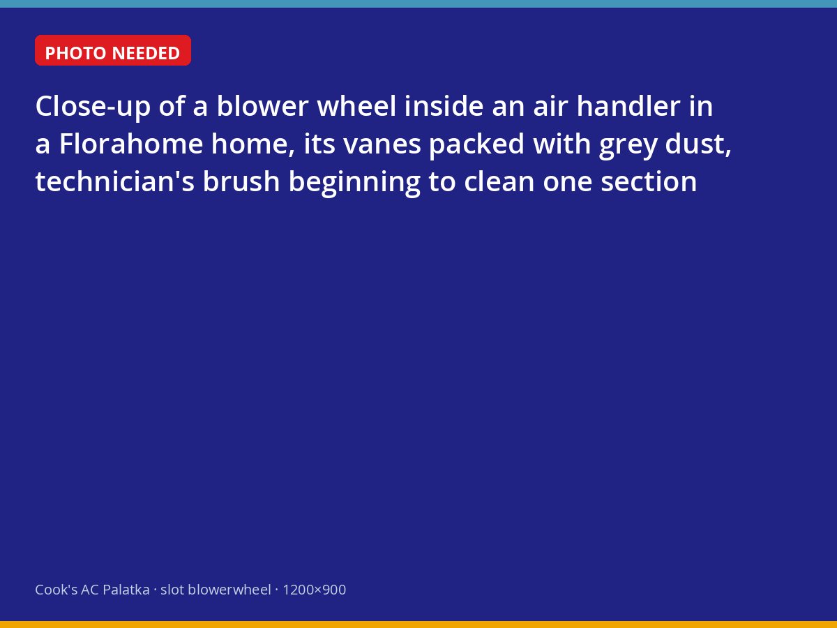 Blower wheel coated in dust inside an air handler in Florahome