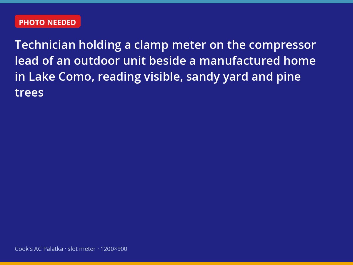Technician measuring compressor current on an outdoor unit in Lake Como