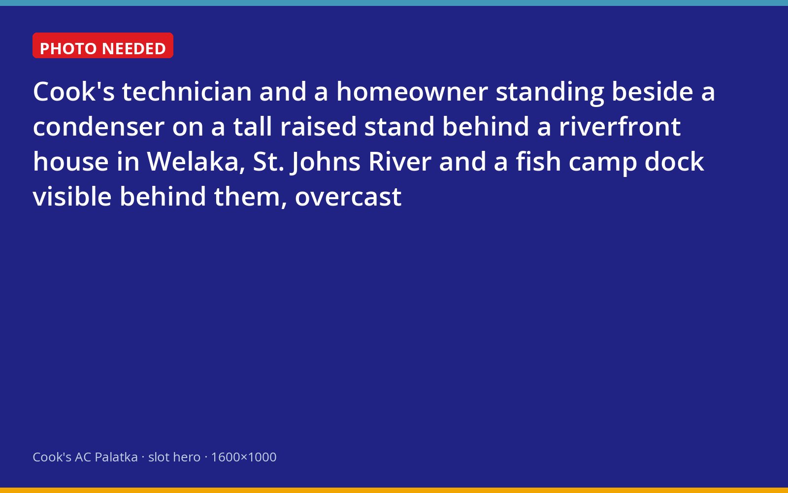 Cook's technician discussing a raised outdoor unit with a homeowner on the St. Johns River at Welaka