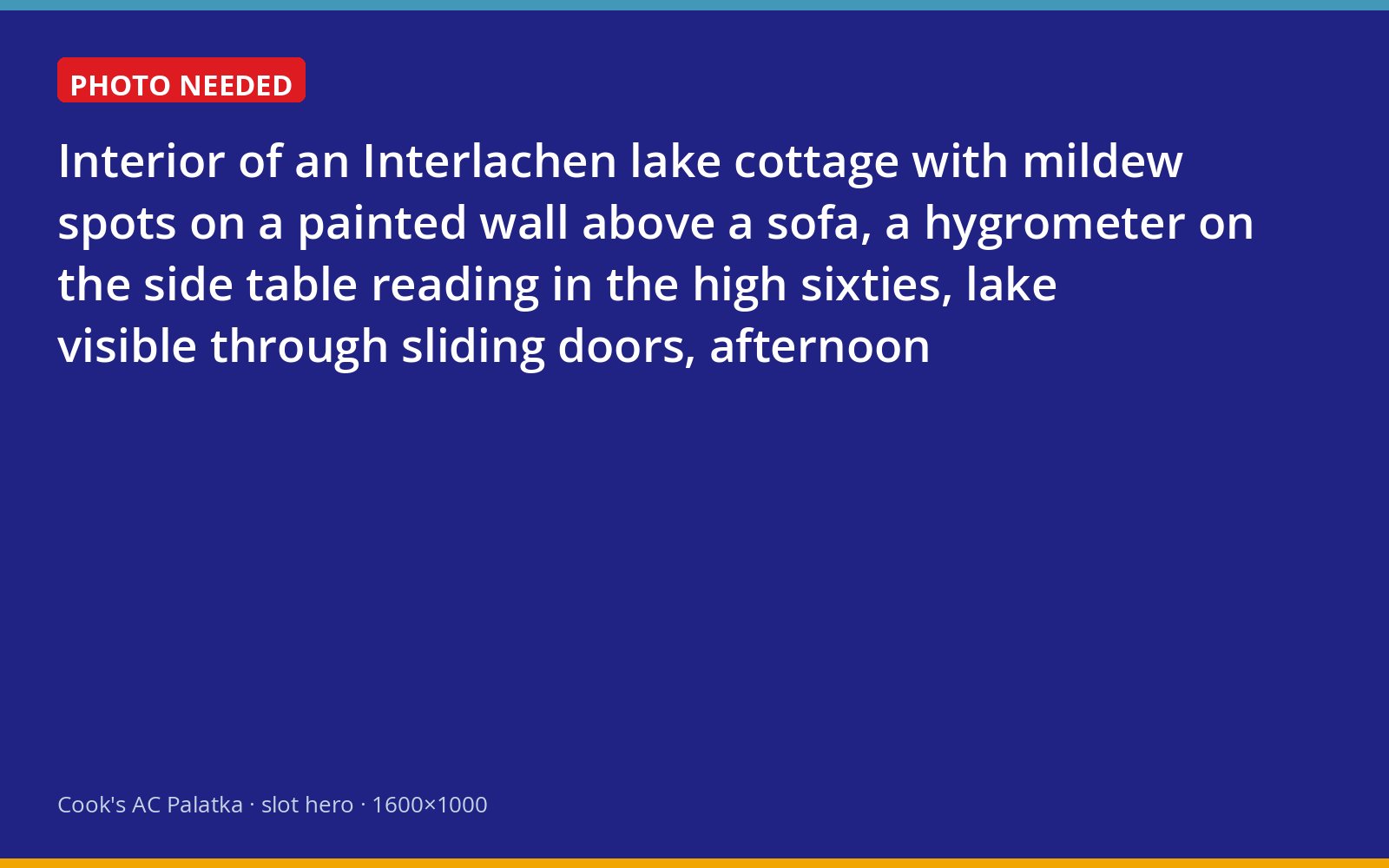 Mildew on the wall of a closed-up Interlachen lake cottage with a hygrometer reading high humidity