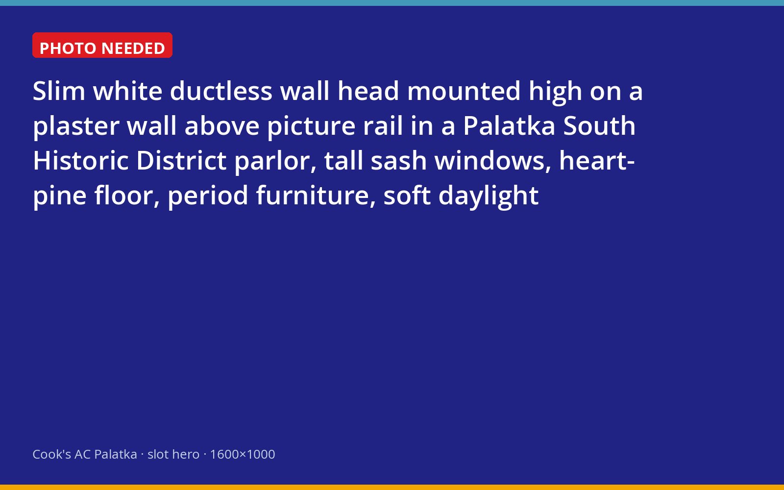 Ductless indoor unit installed above the picture rail in a historic Palatka parlor