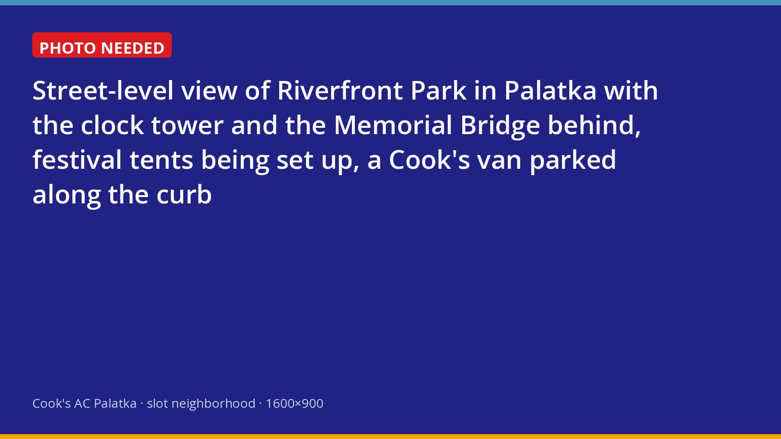 Cook's van parked near Riverfront Park and the Memorial Bridge in downtown Palatka