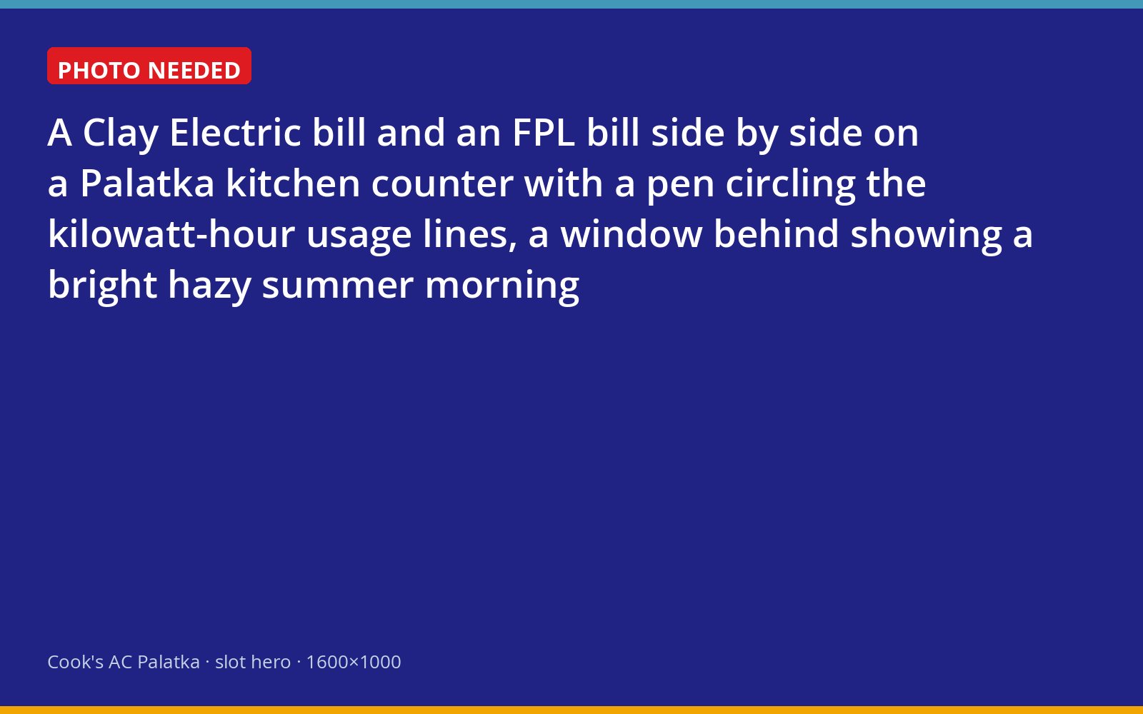 Clay Electric and FPL bills on a Palatka counter with usage lines circled