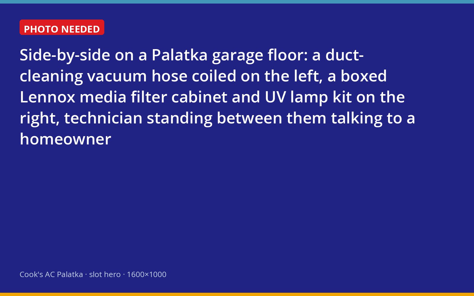 Duct cleaning equipment beside boxed Lennox Healthy Climate components in a Palatka garage