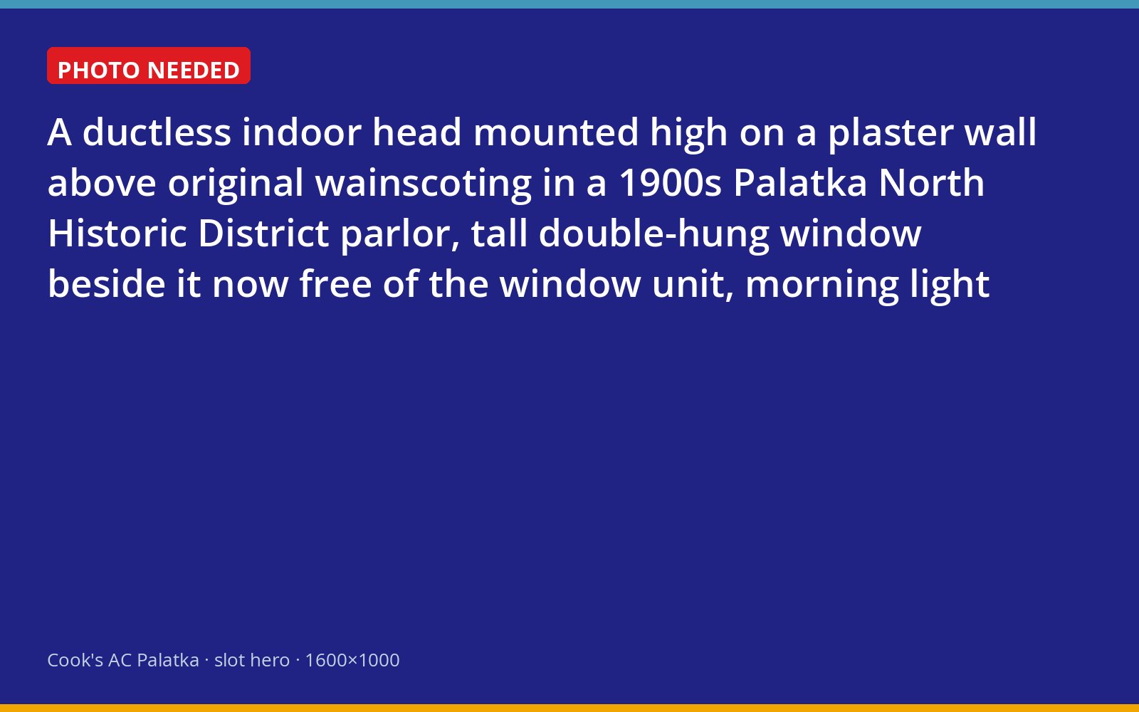 Ductless mini-split indoor unit installed above wainscoting in a historic Palatka parlor