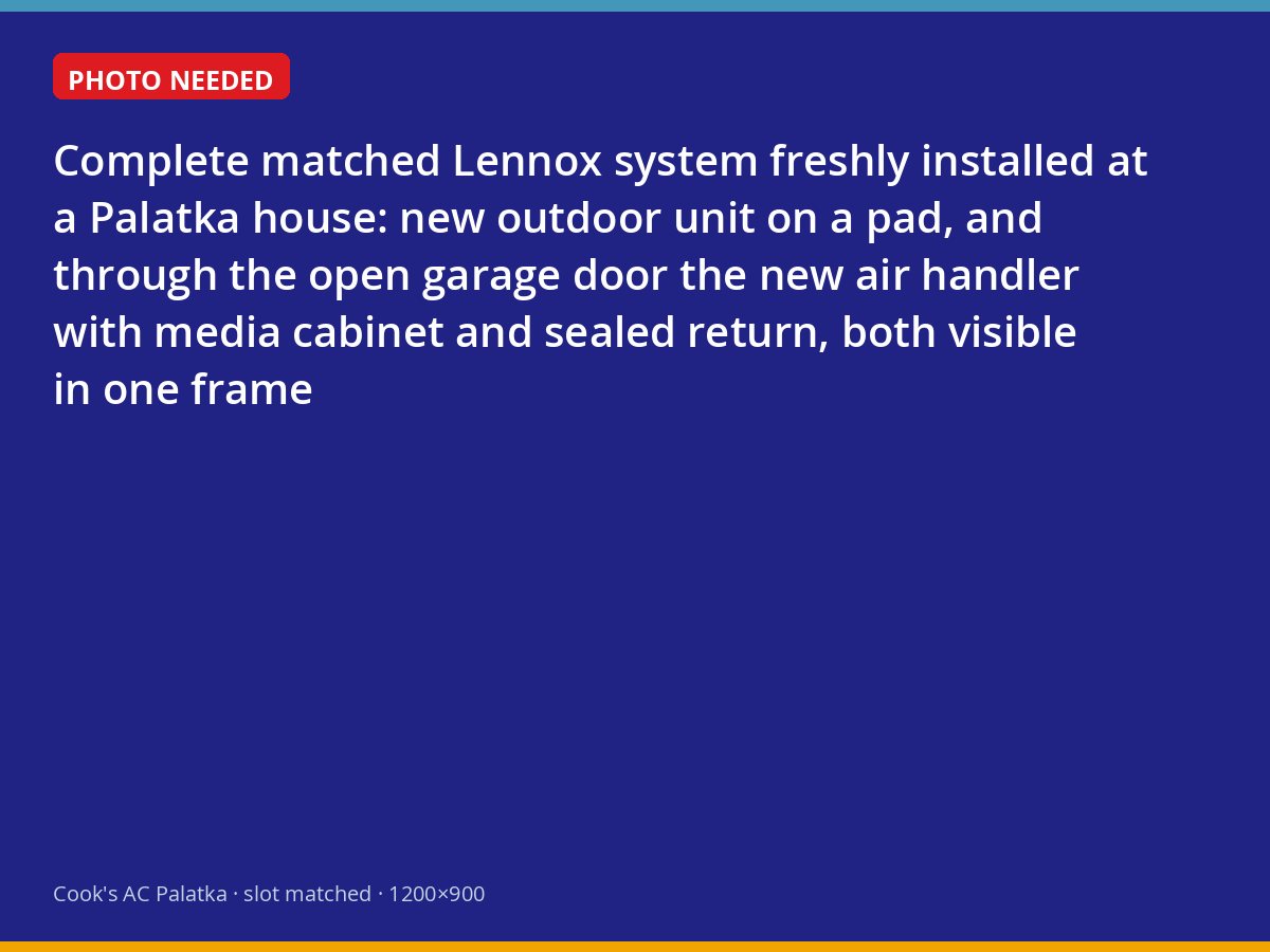 Matched Lennox outdoor unit and air handler installed at a Palatka home
