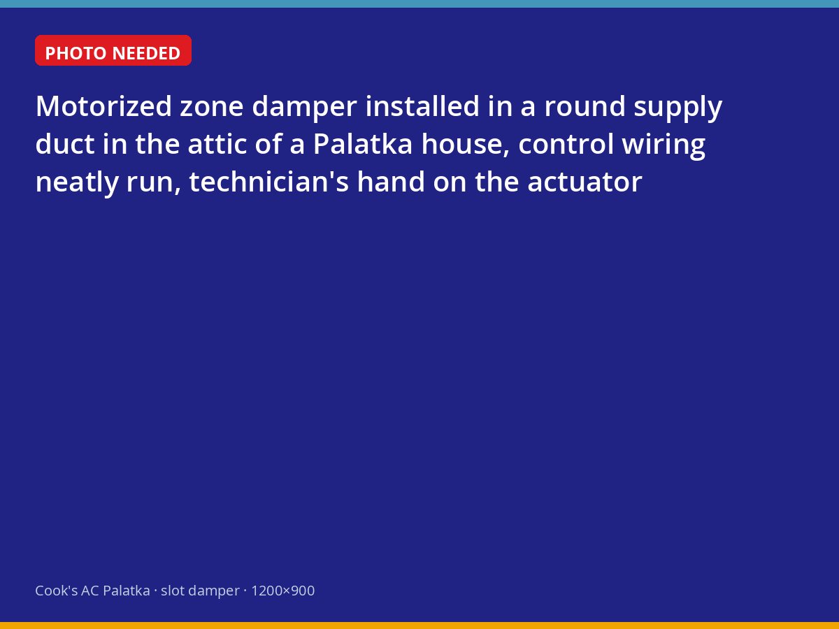 Motorized zone damper in an attic supply duct in Palatka