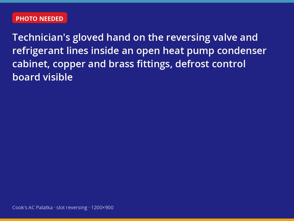 Reversing valve and defrost board inside an open heat pump condenser